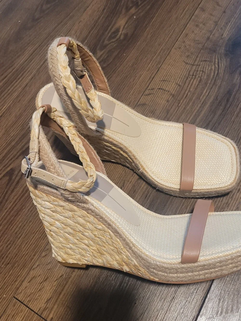 NWD Dolce Vita Taupe Braided Espadrille Wedge Sandals